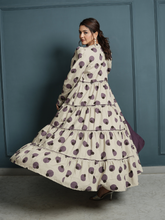 RAYON INNER DRESS WITH POPLIN BLOCK PRINT SHRUG